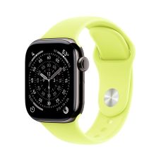 Apple Watch Series 11, 42 mm, Slate Titanium GPS+Cellular, Neon Yellow Sport Band M/L